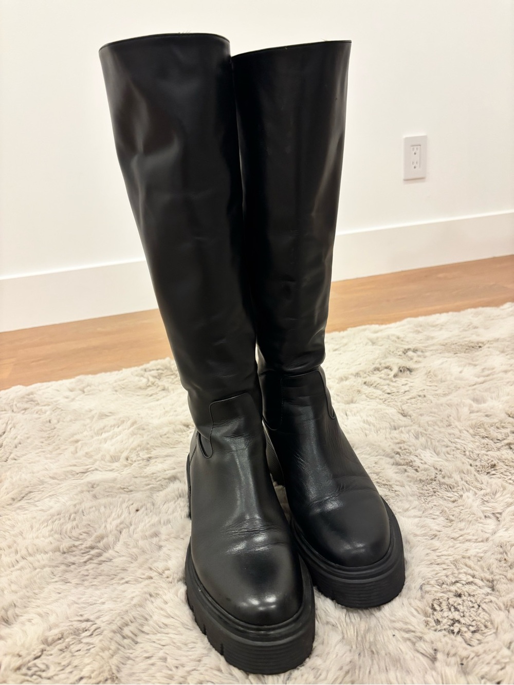 Stuart Weitzman Knee-High Black Platform Boots